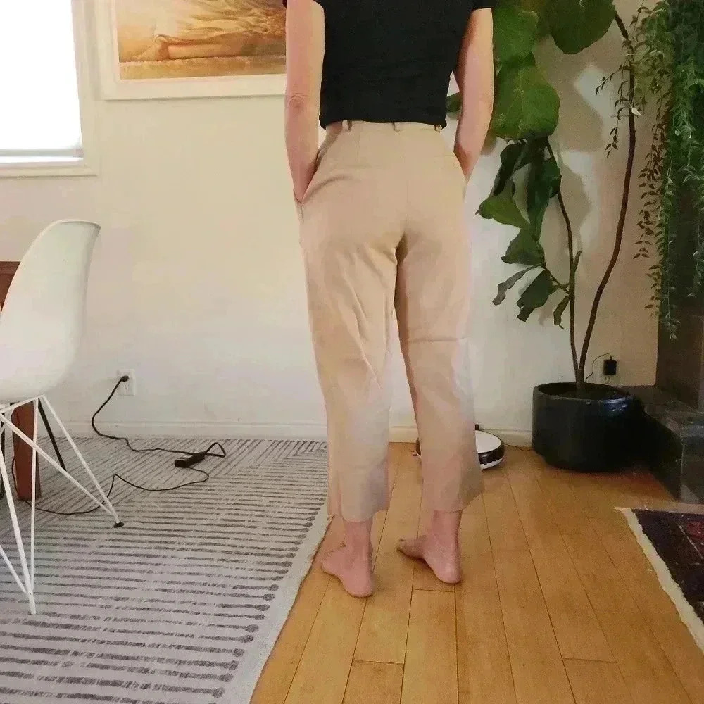 High waisted pleated wide leg vintage wool trousers - Picture 5 of 5